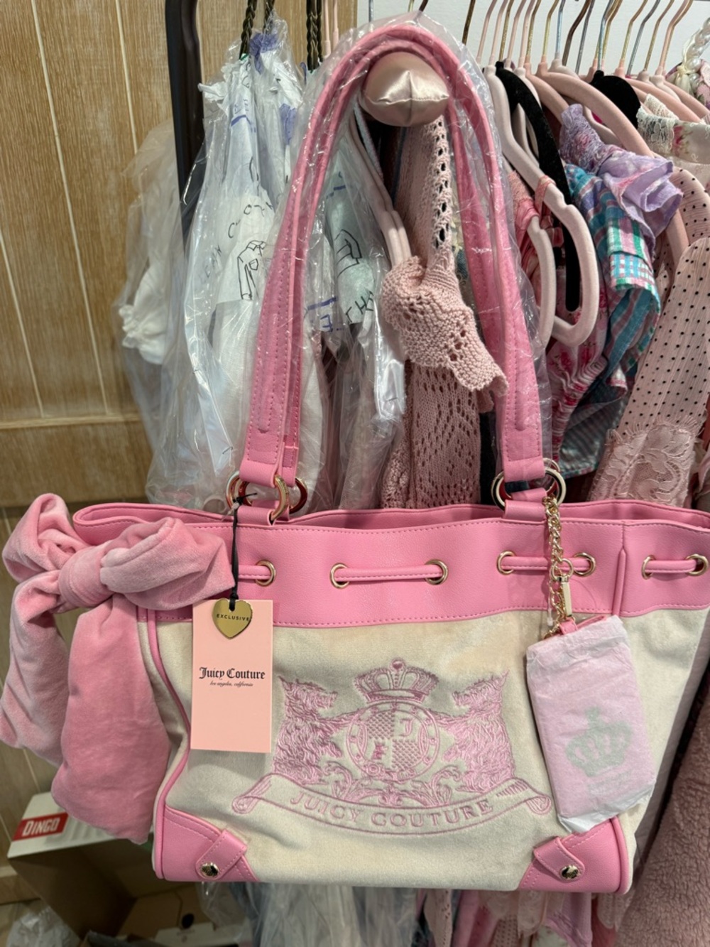 Juicy Couture Viral Scottie Dog Daydreamer NWT Pink & Cream Tote Bag